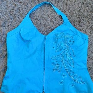 blue halter cache top